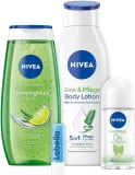 Набор для тела NIVEA Happy Balance гель для душа лосьон дезодорант и бальзам для губ с лемонграссом и алоэ 250+400+50 мл+4.8 г — фото 2