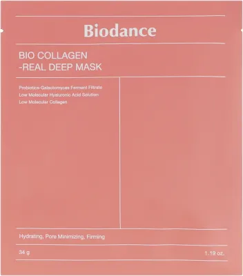 Гидрогелевая маска для лица Biodance Bio Collagen Real Deep Mask с коллагеном и гиалуроновой кислотой, 4 шт по 34 г
