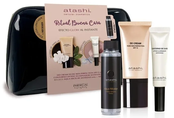 Набор для лица Atashi Instant Glow Effect DD-крем SPF15 крем для кожи вокруг глаз и мицеллярная вода 50+15+60 мл