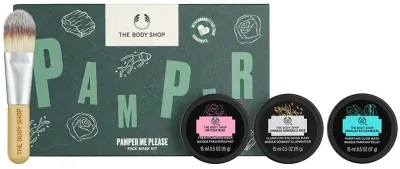 Набор масок для лица The Body Shop Pamper Me Please уголь женьшень и роза с кистью 4x15 мл