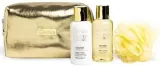 Набор IDC Institute Scented Bath Gold гель для душа 100 мл лосьон для тела 100 мл мочалка люфа и золотистая косметичка — фото 2