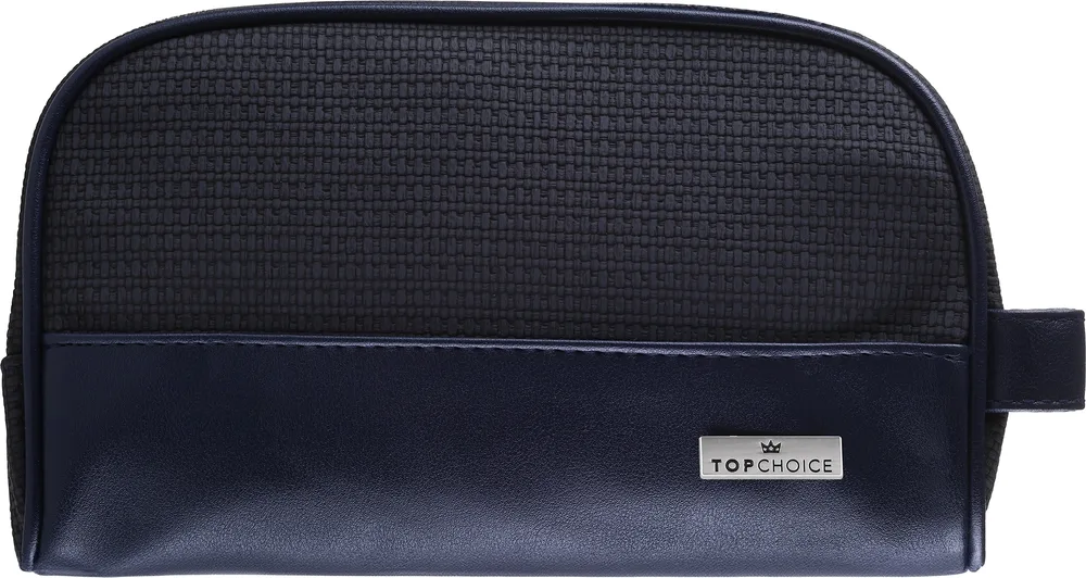 Косметичка Top Choice Activ мужская серая с синим с боковой ручкой 23х13х11 см