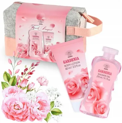 Набор Aurora Cosmetic Gardenia гель для душа 270 мл бальзам для тела 60 мл и косметичка