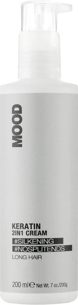 Крем для волос Mood Keratin 2 в 1 несмываемый, с растительным кератином и биоферментами, блеск и дисциплина, 200 мл