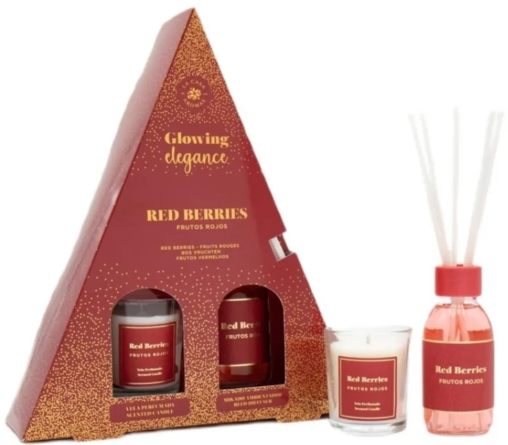 Набор La Casa de Los Aromas Red Berries ароматический диффузор с палочками 95 мл и ароматическая свеча 65 г