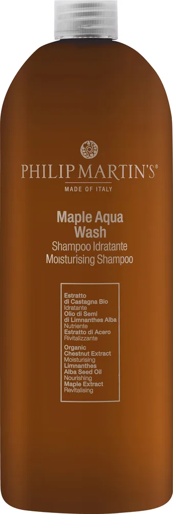 Шампунь Philip Martin's Maple Aqua Wash увлажняющий, с экстрактом клёна, для сухих и вьющихся волос и кожи головы, 3900 мл, Италия