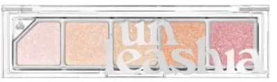 Палетка хайлайтеров Unleashia Mini Highlighter Palette Mood Shower компактная, с мелким глиттером, 4 г