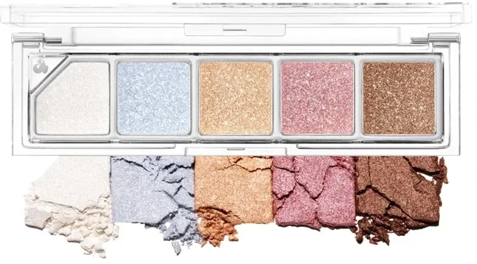 Палетка хайлайтеров Unleashia Mini Highlighter Palette Mood Shower компактная, с мелким глиттером, 4 г, оттенок 101 - Ballerino