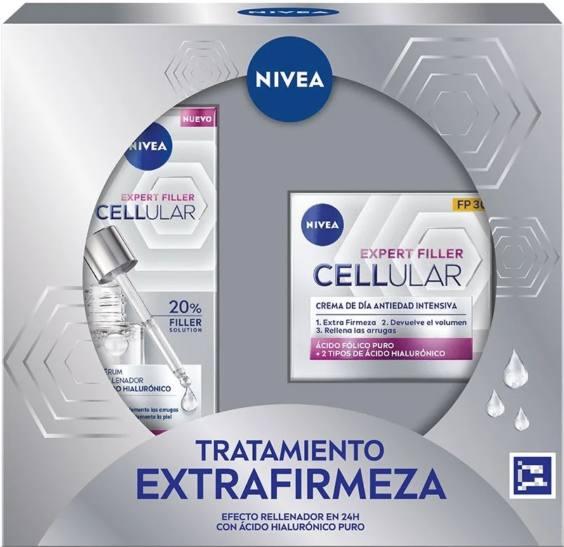 Набор для лица NIVEA Cellular Expert Filler дневной крем SPF30 и сыворотка с гиалуроновой кислотой для зрелой кожи 50+30 мл