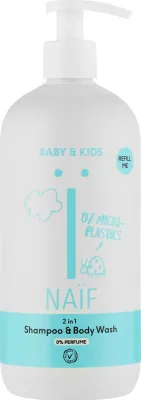 Шампунь-гель для душа Naif Baby&Kids 2 в 1, без отдушек и SLES, для чувствительной кожи детей, вегетарианский, Нидерланды