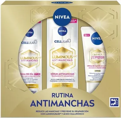 Набор NIVEA Luminous 630 дневной флюид SPF50 сыворотка и крем для рук для выравнивания тона кожи 40+30+50 мл