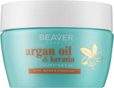 Ревитализирующая маска для волос Beaver Professional Argan Oil, аргановое масло, кератин, растительные протеины, 250 мл