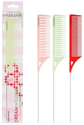 Набор гребней Framar Dreamweaver Comb Set Strawberry Shortcake с хвостиком из нержавеющей стали, антистатический, 3 шт