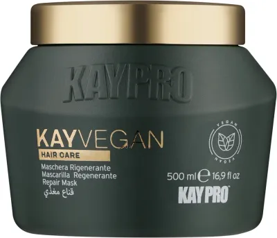 Восстанавливающая маска для повреждённых волос KayPro KayVegan, масло ши, кокосовое масло, экстракты водорослей, пантенол, 500 мл