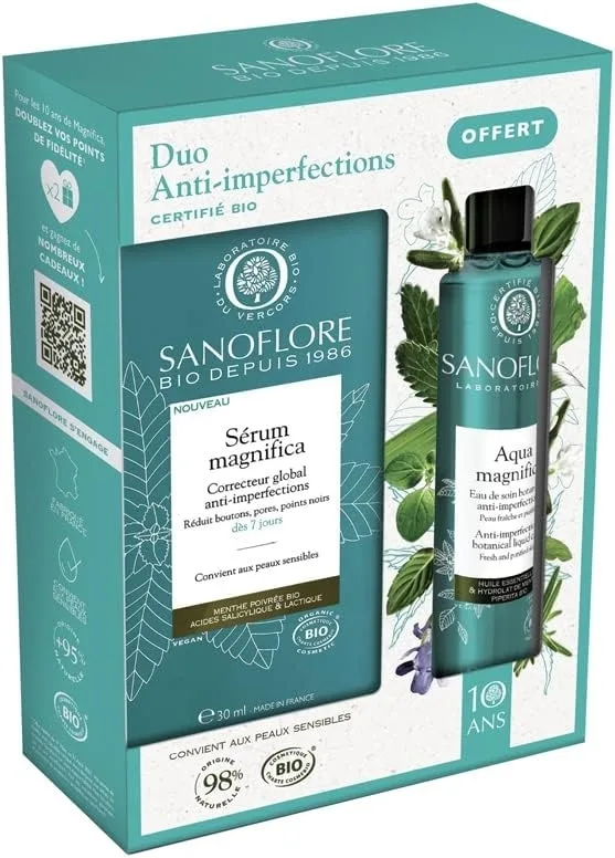 Набор для лица Sanoflore Magnifica ночной концентрат и ботаническая вода с эфирными маслами для проблемной кожи 30+50 мл