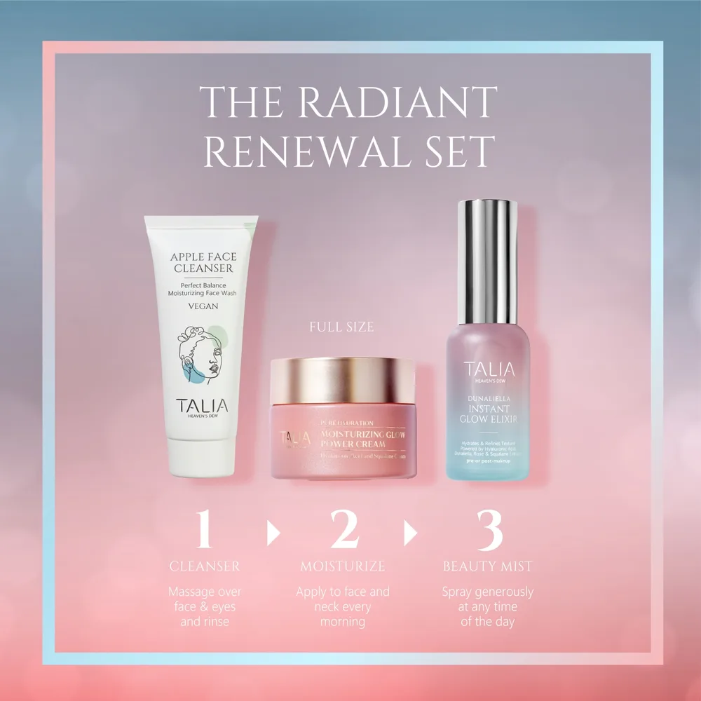 Набор для лица Talia Heaven's Dew Radiant Renewal крем гель и спрей с гиалуроновой кислотой и скваланом 50+20+30 мл
