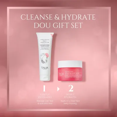Набор для лица Talia Heaven's Dew Cleanse and Hydrate скраб с косточками персика и крем для лица с розой 50+15 мл
