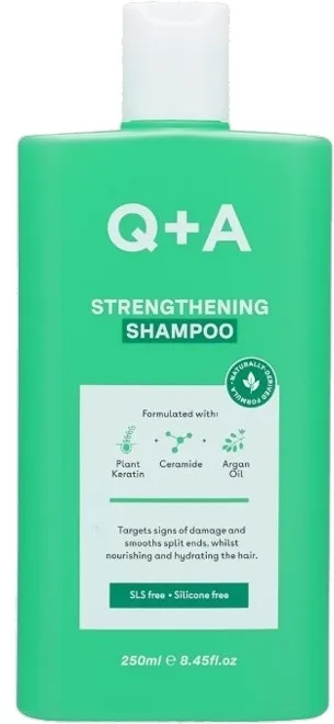 Шампунь Q+A Strengthening укрепляющий, с аргановым маслом и керамидами, для повреждённых и ослабленных волос, 250 мл, Великобритания