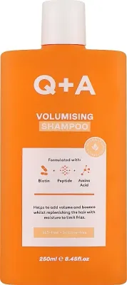 Шампунь Q+A Volumising для объёма волос, с биотином, пептидами и гиалуроновой кислотой, для тонких волос, 250 мл, Великобритания