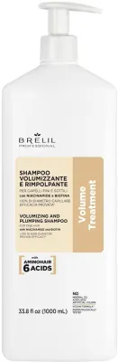 Шампунь Brelil Volume Treatment для объёма и густоты тонких волос, с ниацинамидом и биотином, 250/1000 мл, Италия