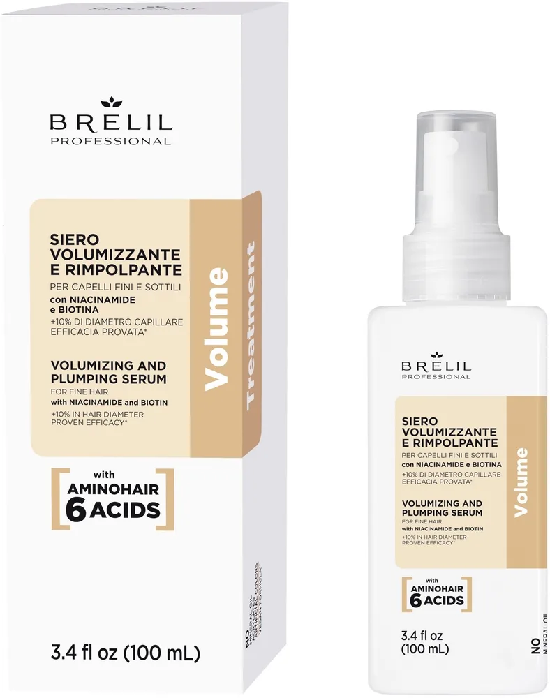 Сыворотка для объёма тонких волос Brelil Volume Treatment Volumizing And Plumping Serum, 100 мл