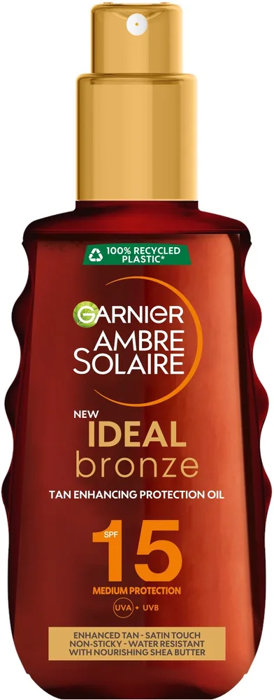 Масло для тела и лица Garnier Ambre Solaire Ideal Bronze SPF 15 водостойкое спрей 150 мл