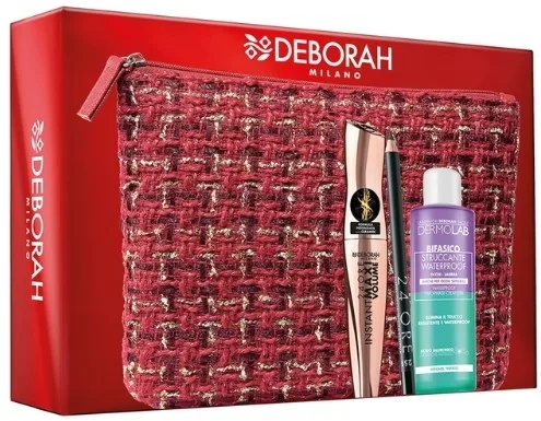 Набор Deborah Milano Pochette 01 тушь для ресниц 12 мл карандаш для глаз 1.5 г двухфазное средство для демакияжа 50 мл и косметичка