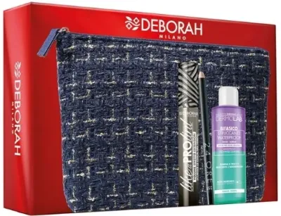 Набор Deborah Milano Pochette 04 тушь для ресниц 13 мл карандаш для глаз 1.5 г двухфазное средство для демакияжа 50 мл и косметичка