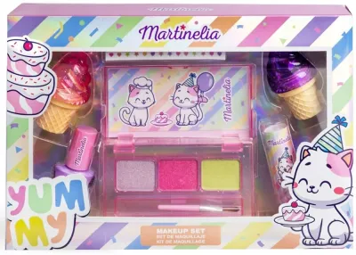 Детский набор косметики Martinelia Yummy смываемый лак блески для губ 2 шт бальзам палетка теней и наклейки