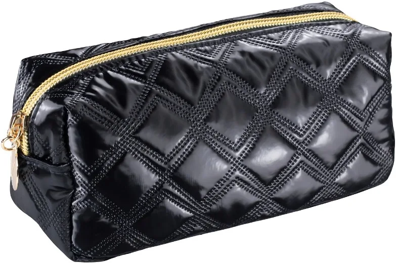 Косметичка Inter-Vion Gold and Black 418038 стеганая черная 18х6х8 см