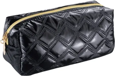 Косметичка Inter-Vion Gold and Black 418038 стеганая черная 18х6х8 см
