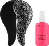 Набор Brazil Keratin Dtangler Black Flower спрей-кондиционер для волос 100 мл и расческа — фото 2