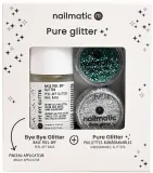 Набор Nailmatic Pure Glitter бирюзовые и серебряные блестки 2 банки база peel-off и кисть — фото 1