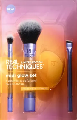 Набор Real Techniques Midi Glow Night Brights кисти для макияжа 3 шт и спонж
