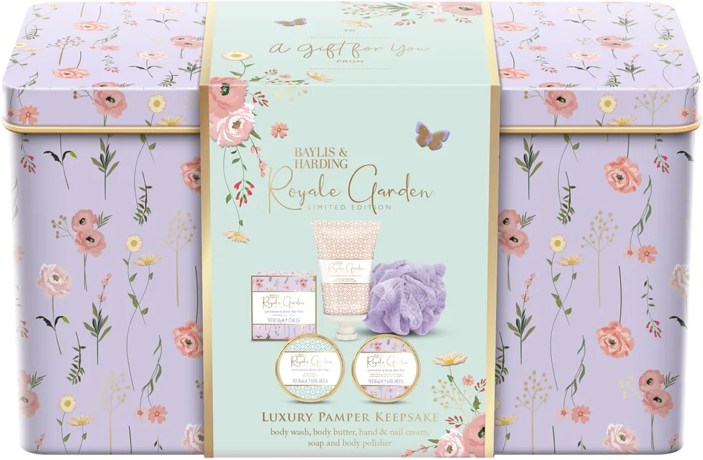 Baylis & Harding Baylis & Harding Royale Garden Luxury Pamper Keepsake Tin Gift Set - Набор для ухода за телом Baylis and Harding Royale Garden Luxury Pamper Keepsake Tin с цветочным ароматом, 5 предметов