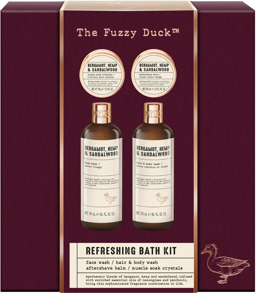 Мужской набор Baylis & Harding The Fuzzy Duck гель для тела и волос 250 мл бальзам после бритья 100 мл кристаллы для ванны 100 г и средство для умывания 100 мл