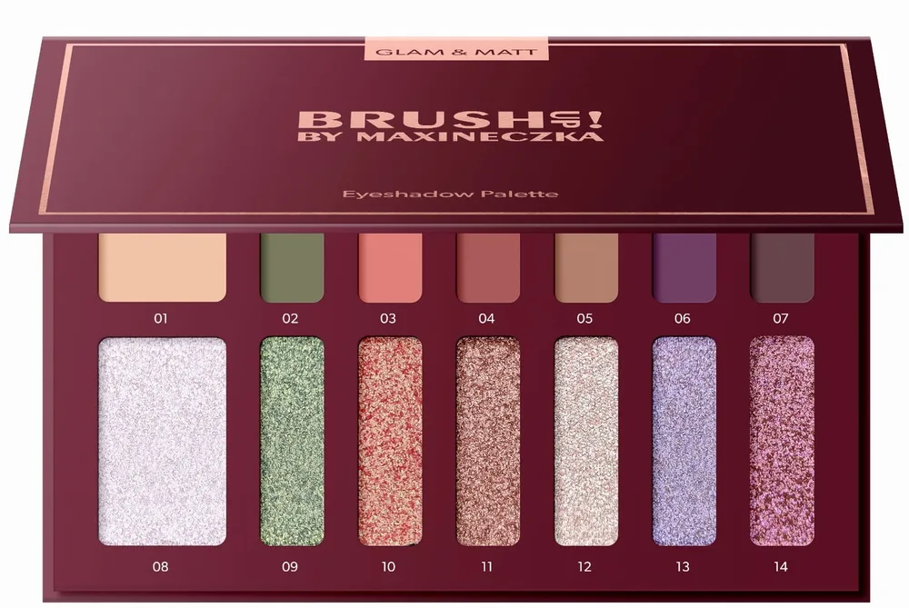 Палетка теней BrushUp! By Maxineczka Glam & Matt Eyeshadow Palette 14 оттенков