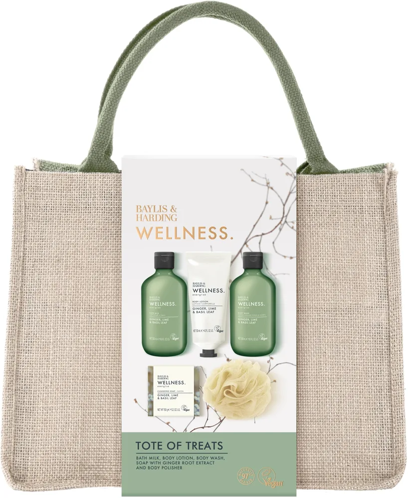 Набор Baylis & Harding Wellness молочко для ванны 300 мл гель для душа 300 мл лосьон 130 мл мыло 150 г губка и сумка-шоппер