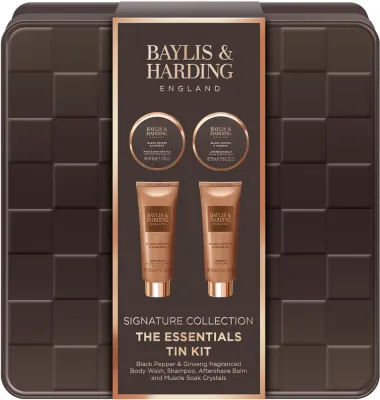 Мужской набор Baylis & Harding Black Pepper & Ginseng гель для душа 50 мл гель для тела и волос 50 мл бальзам после бритья 50 мл и кристаллы для ванны 50 г
