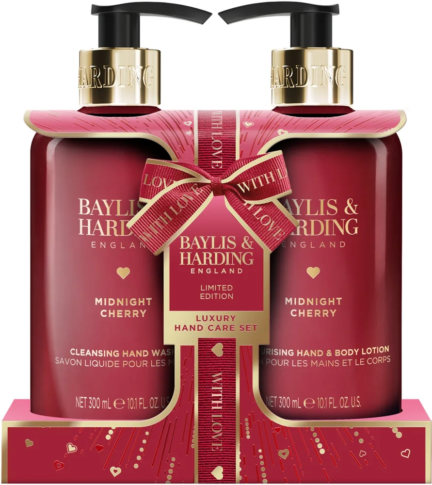 Набор Baylis & Harding Midnight Cherry жидкое мыло для рук 300 мл и лосьон для рук и тела 300 мл