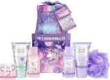 Набор Baylis & Harding Beauticology Cosmic крем для душа 100 мл гель 100 мл лосьон 50 мл крем для рук 50 мл соль для ванны 25 г и мочалка — фото 3