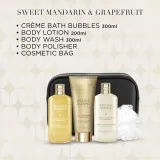 Набор Baylis & Harding Sweet Mandarin & Grapefruit лосьон для тела 200 мл крем для душа 300 мл гель для душа 300 мл мочалка и косметичка — фото 4