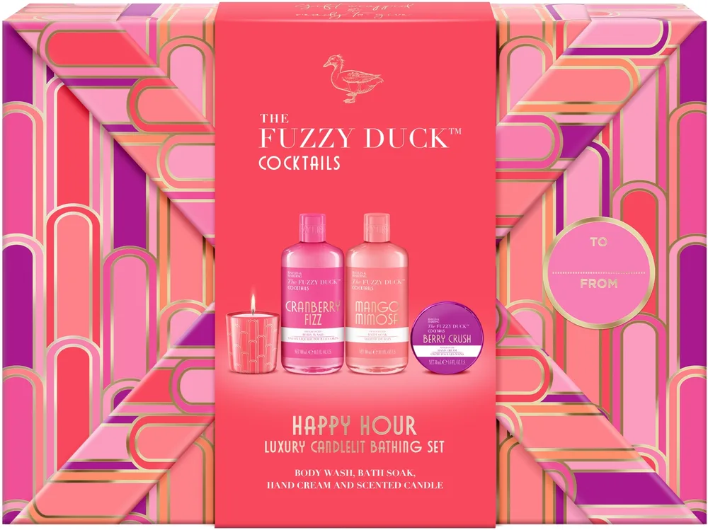 Набор Baylis & Harding The Fuzzy Duck Cotswold Cocktails пена для ванны 300 мл гель для душа 300 мл крем для рук 50 мл и ароматическая свеча 60 г
