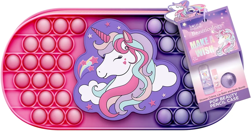 Набор Baylis & Harding Beauticology Unicorn Pop крем для душа 60 мл бомбочка для ванны 45 г бальзам для губ 5 г и пенал
