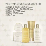 Набор Baylis & Harding Sweet Mandarin & Grapefruit гель для душа 300 мл лосьон 130 мл крем для душа 300 мл мыло 150 г и масло для тела 100 мл — фото 4