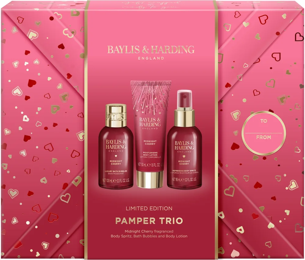 Набор Baylis & Harding Midnight Cherry лосьон для тела 100 мл пена для ванны 100 мл и спрей для тела 100 мл