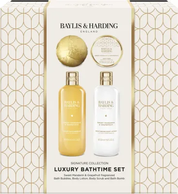 Набор Baylis & Harding Sweet Mandarin & Grapefruit пена для ванны 250 мл лосьон 250 мл бомбочка для ванны 120 г и скраб для тела 100 мл