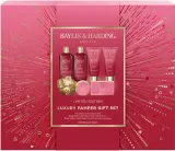 Набор Baylis & Harding Midnight Cherry гель 300 мл молочко для ванны 300 мл скраб 130 мл лосьон 130 мл мыло 100 г кристаллы 100 г и мочалка — фото 1
