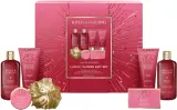 Набор Baylis & Harding Midnight Cherry гель 300 мл молочко для ванны 300 мл скраб 130 мл лосьон 130 мл мыло 100 г кристаллы 100 г и мочалка — фото 3