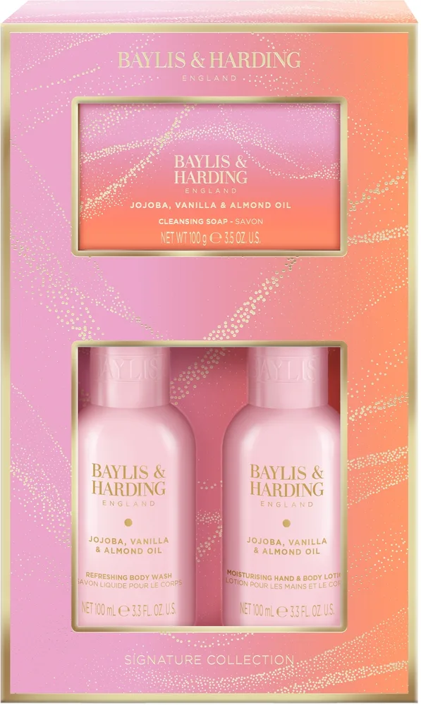 Набор Baylis & Harding Jojoba Vanilla & Almond Oil гель для душа 100 мл лосьон для рук и тела 100 мл и мыло 100 г